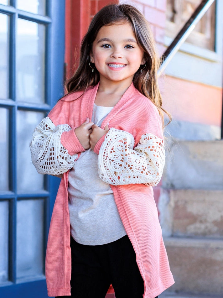 Girls Lace Sleeve Cardigan 6-7 Year Old