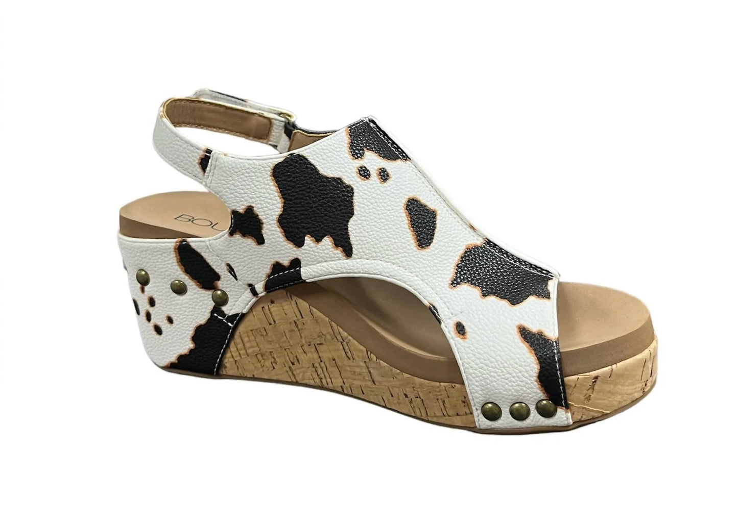 Corky Cow Print Smooth Wedge
