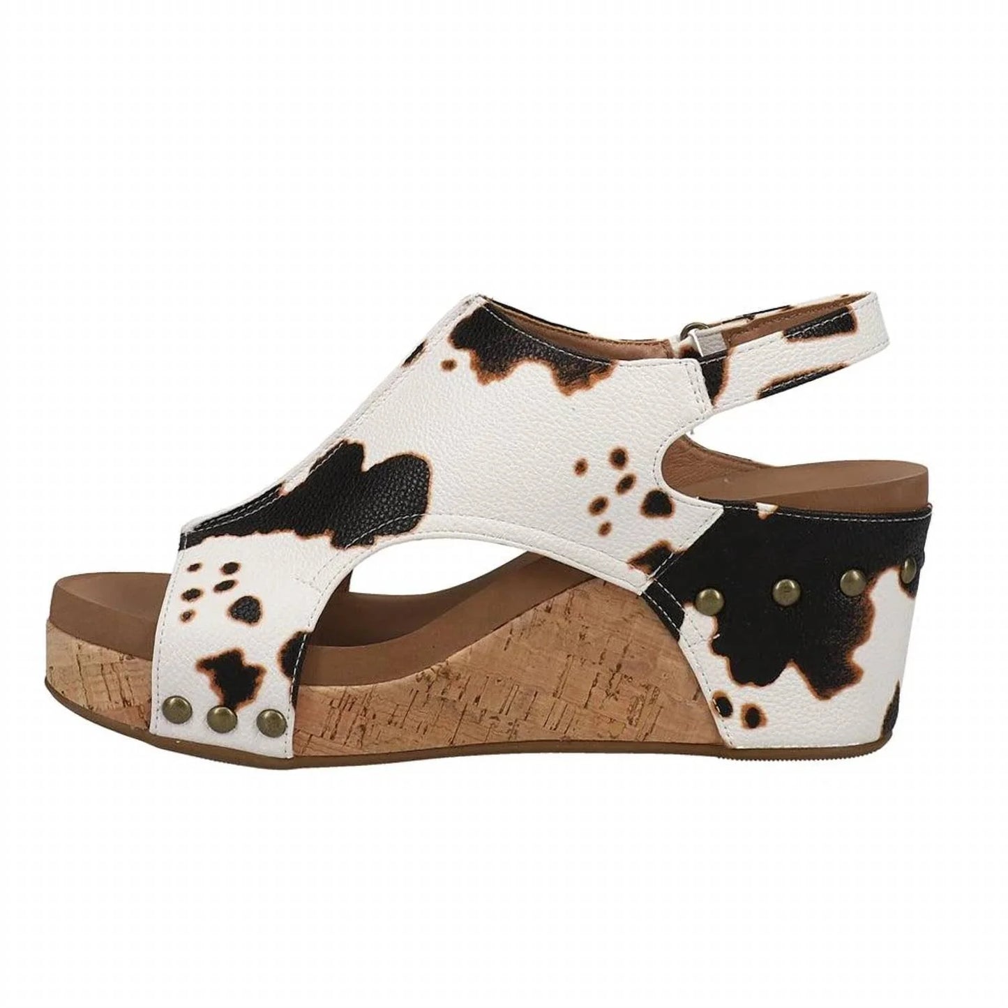 Corky Cow Print Smooth Wedge