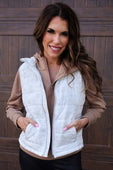 Delilah Puffer Vest- White Chloe Camo