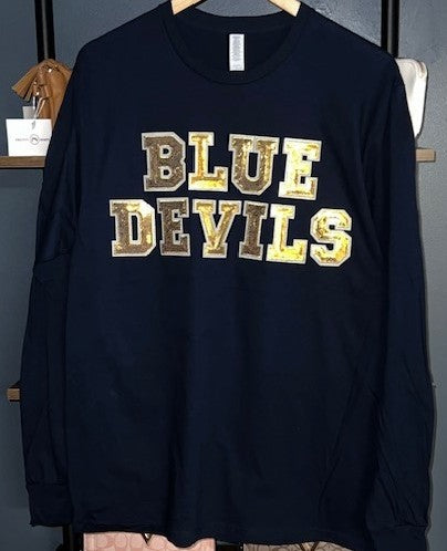 Blue Devils Sequin Long Sleeve Shirt