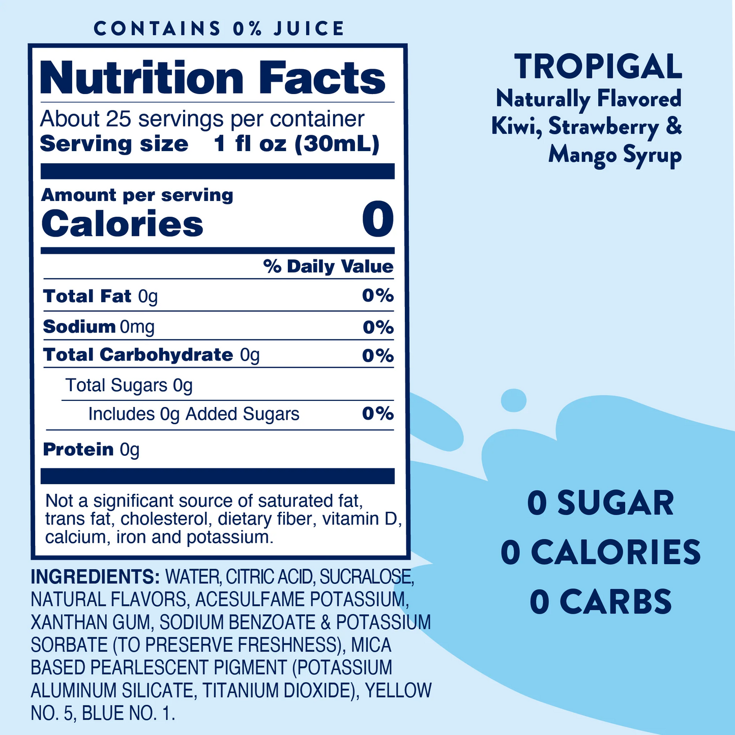 Sugar Free Skinny Drink Mix Tropigal Syrup