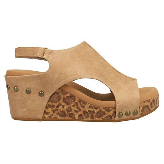 Corky Taupe Leopard Print Smooth Wedge