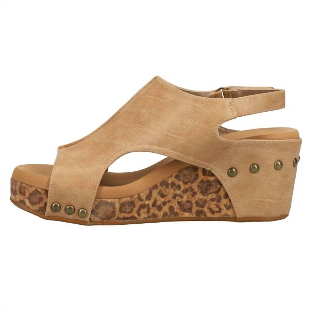 Corky Taupe Leopard Print Smooth Wedge